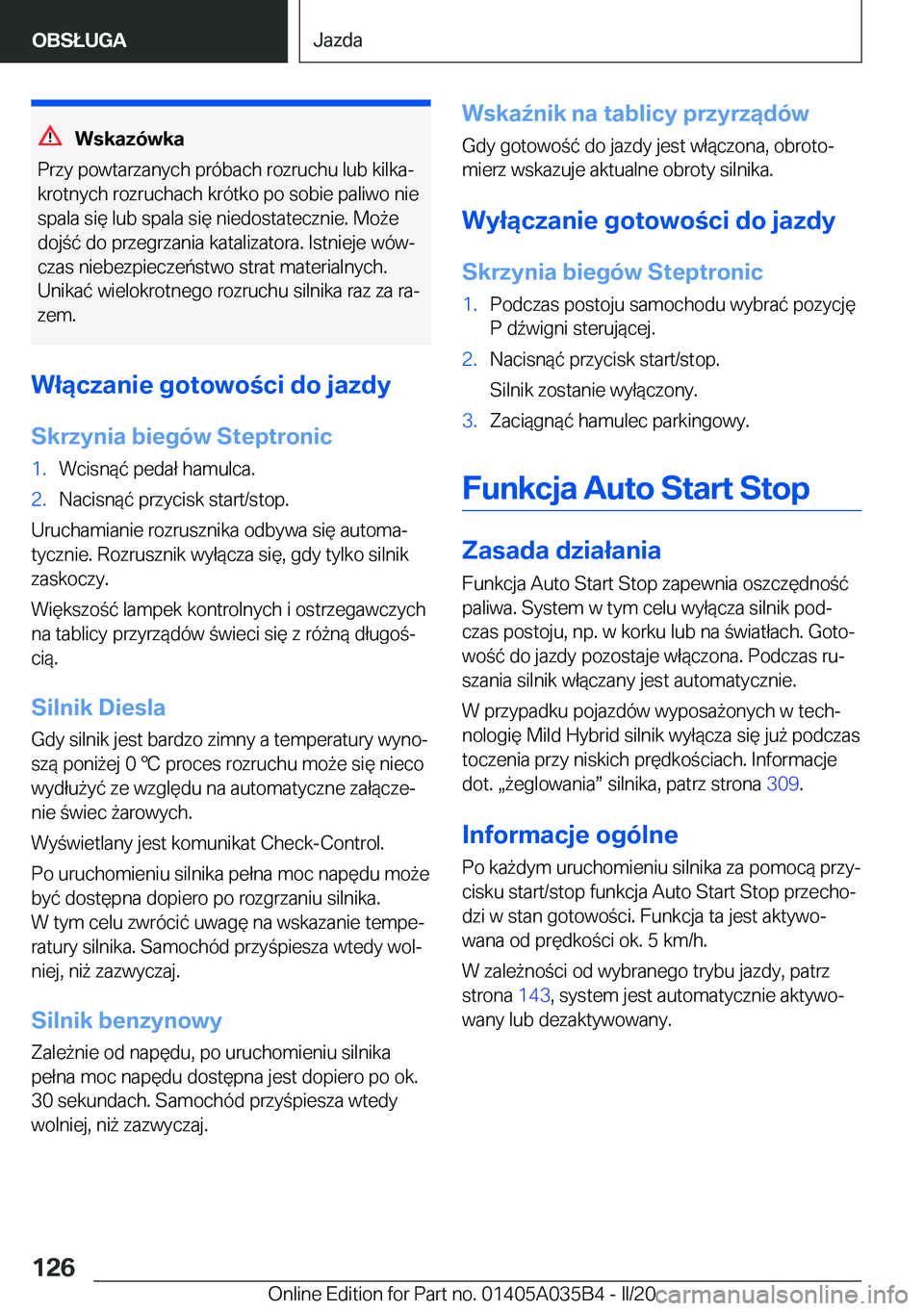 BMW X4 2020  Instrukcja obsługi (in Polish) �W�s�k�a�z�