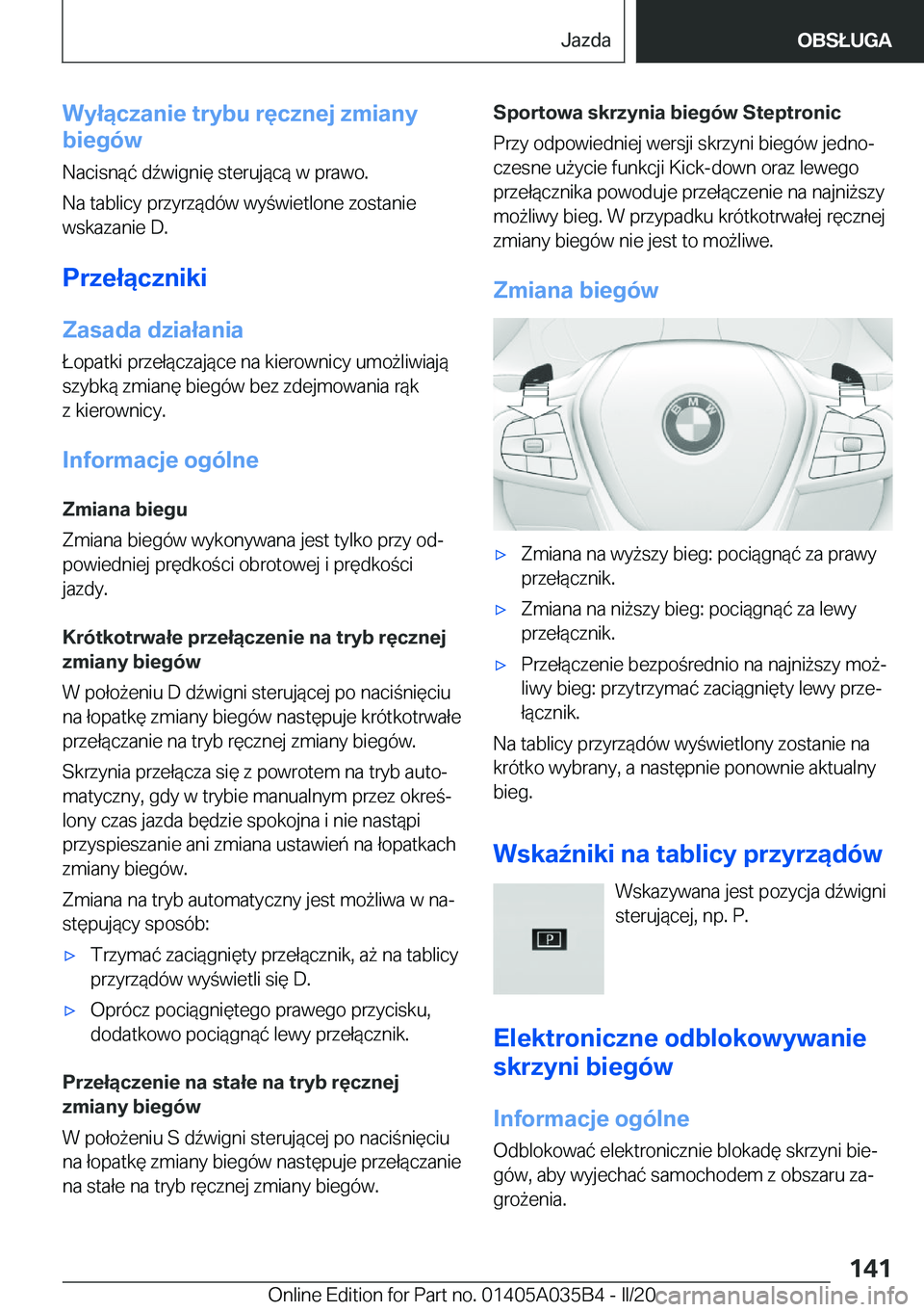 BMW X4 2020  Instrukcja obsługi (in Polish) �W�y�ł�ą�c�z�a�n�i�e��t�r�y�b�u��r�