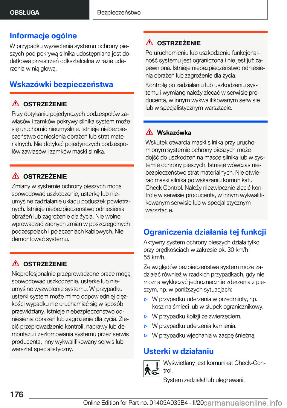 BMW X4 2020  Instrukcja obsługi (in Polish) �I�n�f�o�r�m�a�c�j�e��o�g�