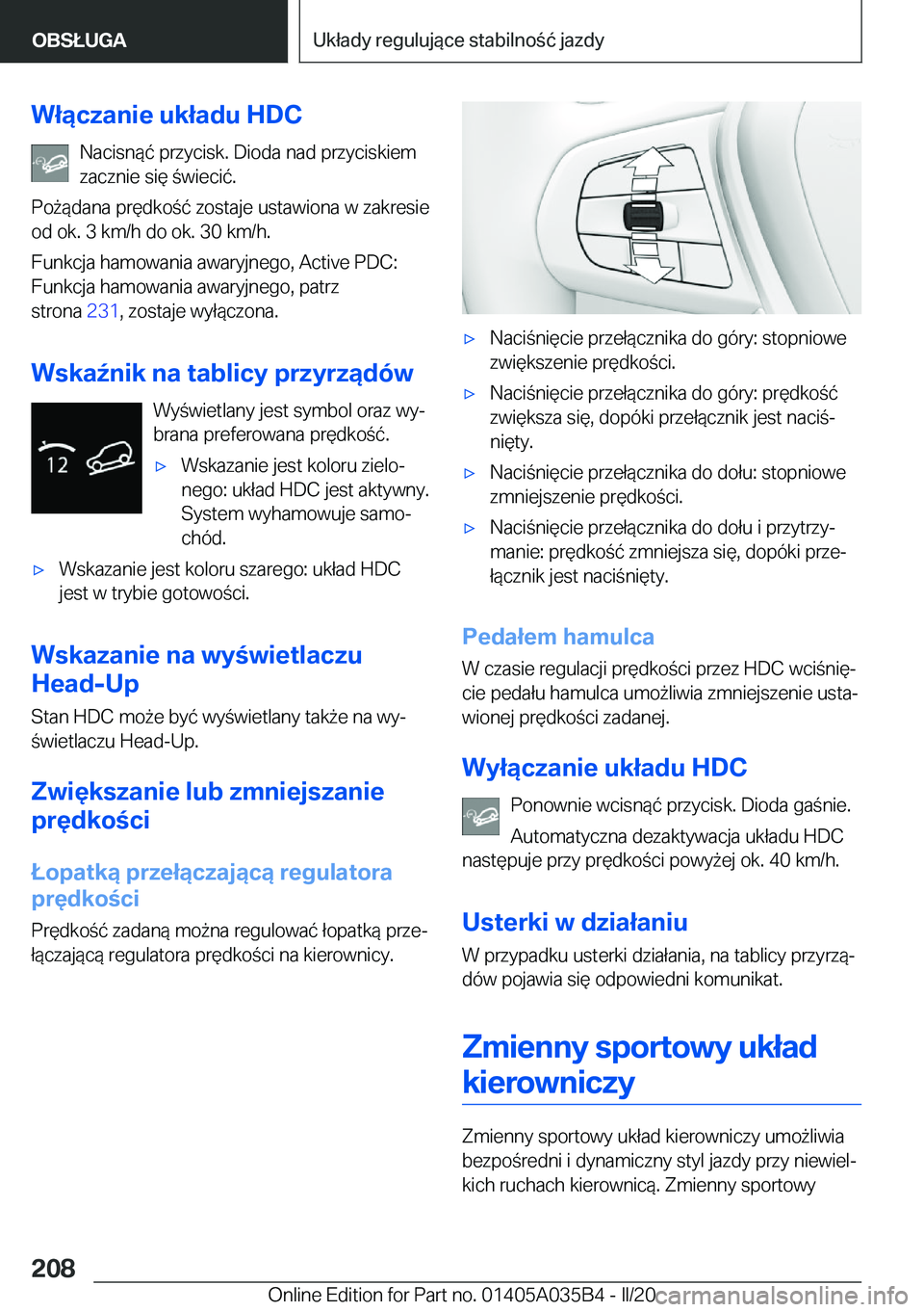 BMW X4 2020  Instrukcja obsługi (in Polish) �W�ł�ą�c�z�a�n�i�e��u�k�ł�a�d�u��H�D�C�N�a�c�i�s�n�