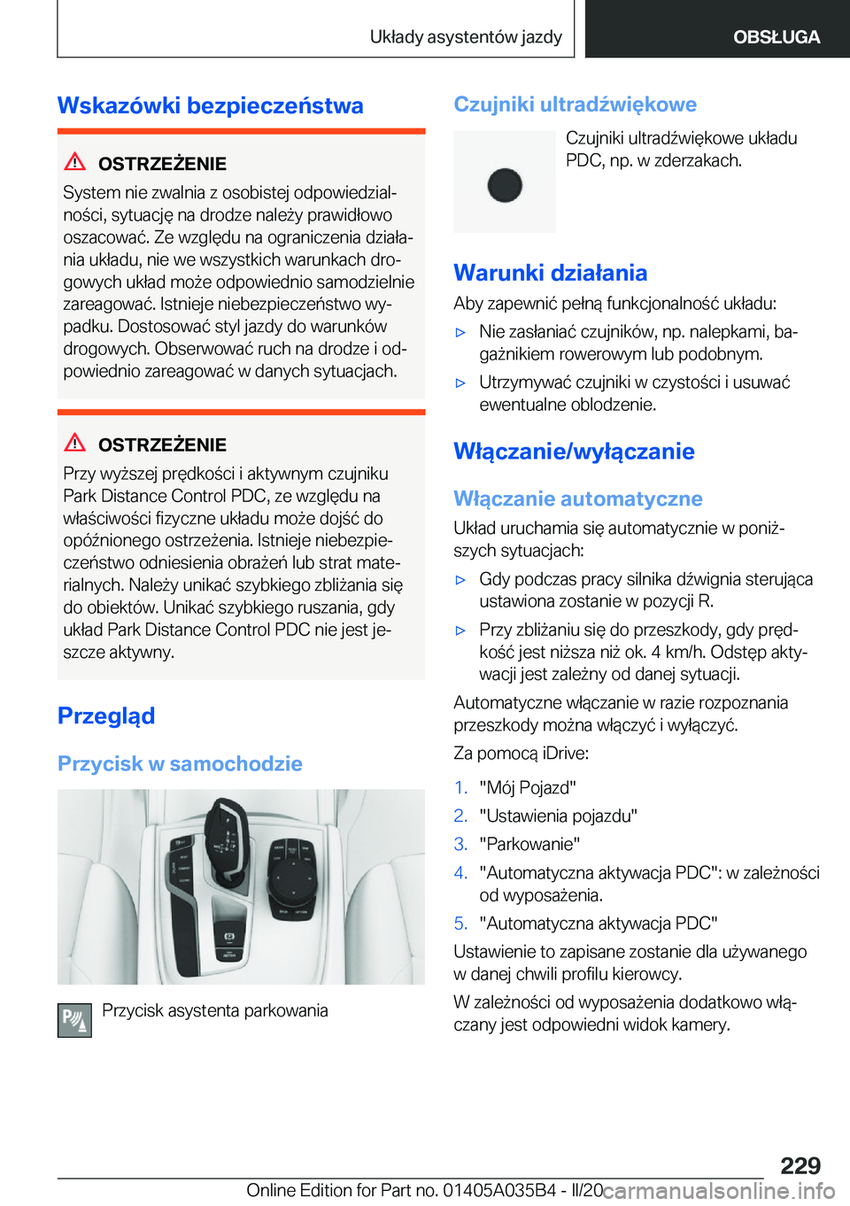 BMW X4 2020  Instrukcja obsługi (in Polish) �W�s�k�a�z�