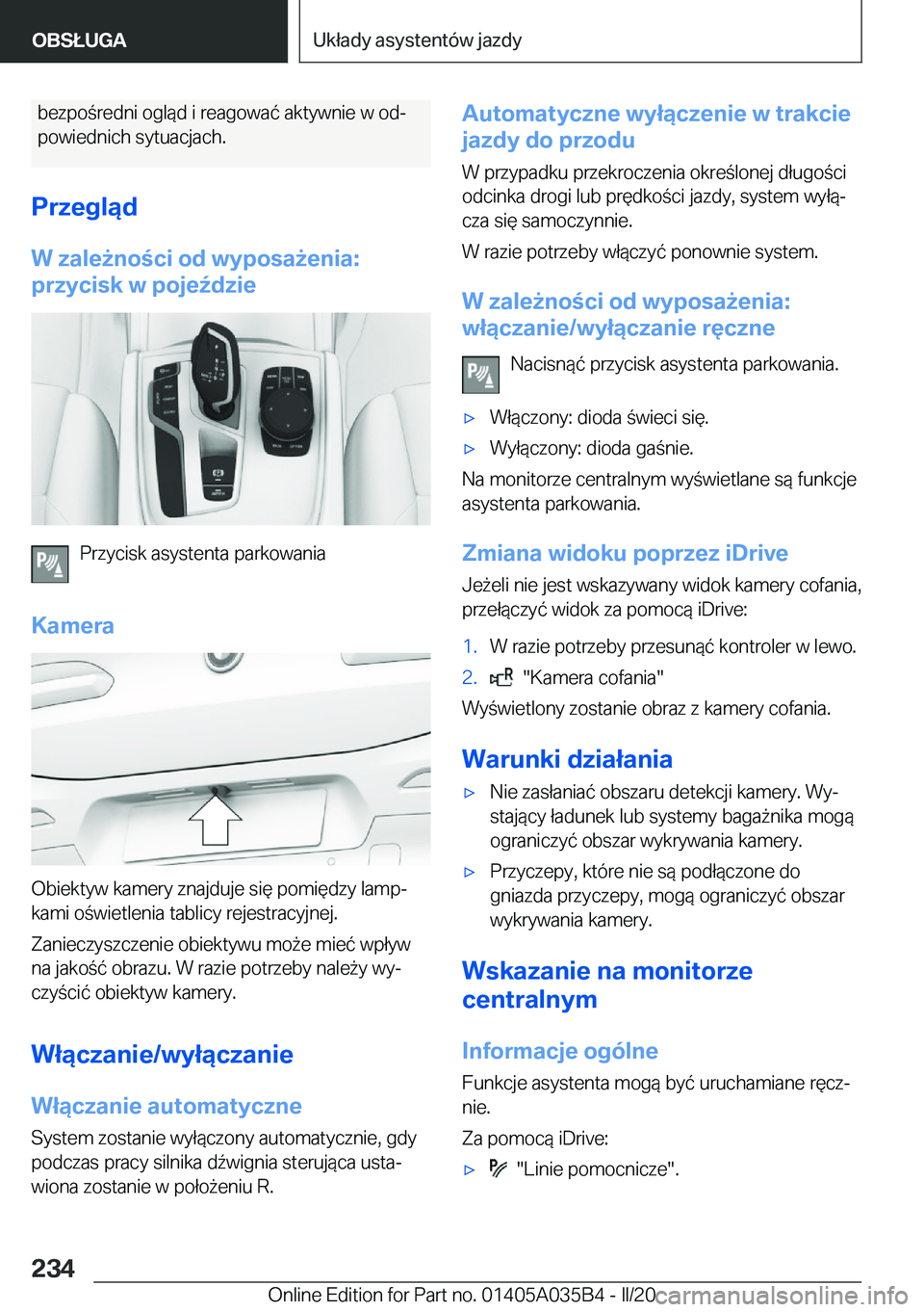 BMW X4 2020  Instrukcja obsługi (in Polish) �b�e�z�p�o�r�e�d�n�i��o�g�l�