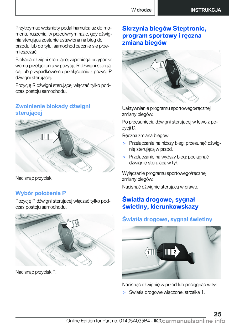 BMW X4 2020  Instrukcja obsługi (in Polish) �P�r�z�y�t�r�z�y�m�a�