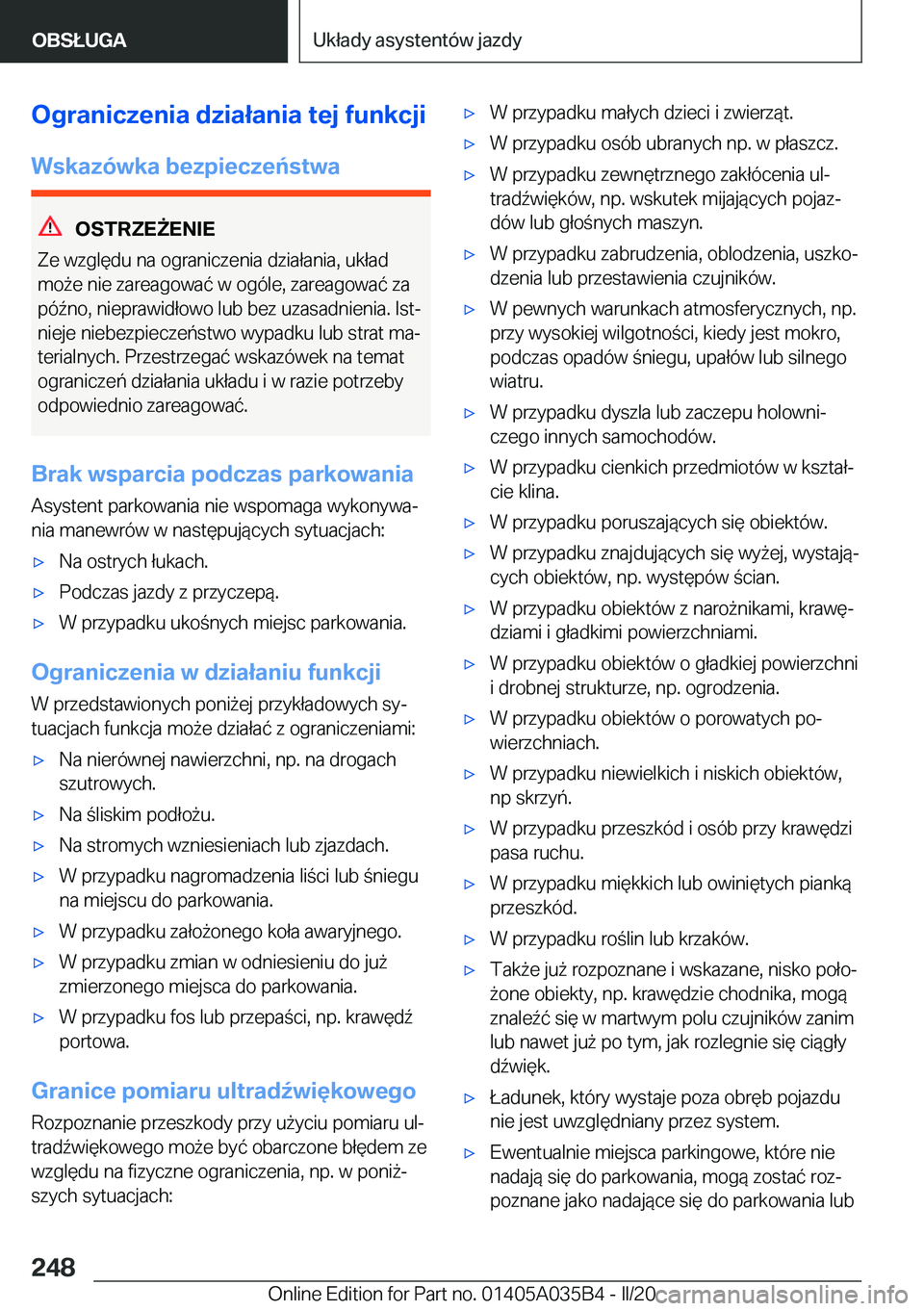 BMW X4 2020  Instrukcja obsługi (in Polish) �O�g�r�a�n�i�c�z�e�n�i�a��d�z�i�a�ł�a�n�i�a��t�e�j��f�u�n�k�c�j�i�W�s�k�a�z�