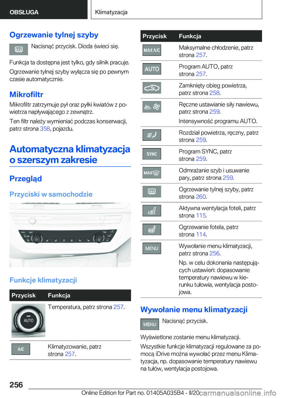BMW X4 2020  Instrukcja obsługi (in Polish) �O�g�r�z�e�w�a�n�i�e��t�y�l�n�e�j��s�z�y�b�y�N�a�c�i�s�n�