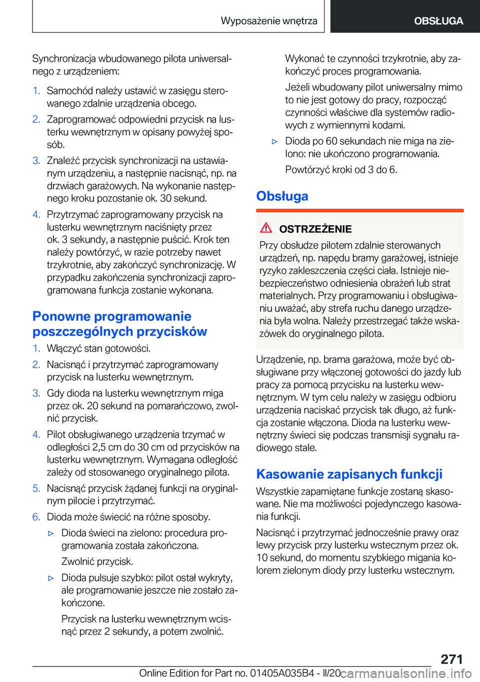 BMW X4 2020  Instrukcja obsługi (in Polish) �S�y�n�c�h�r�o�n�i�z�a�c�j�a��w�b�u�d�o�w�a�n�e�g�o��p�i�l�o�t�a��u�n�i�w�e�r�s�a�lj
�n�e�g�o��z��u�r�z�