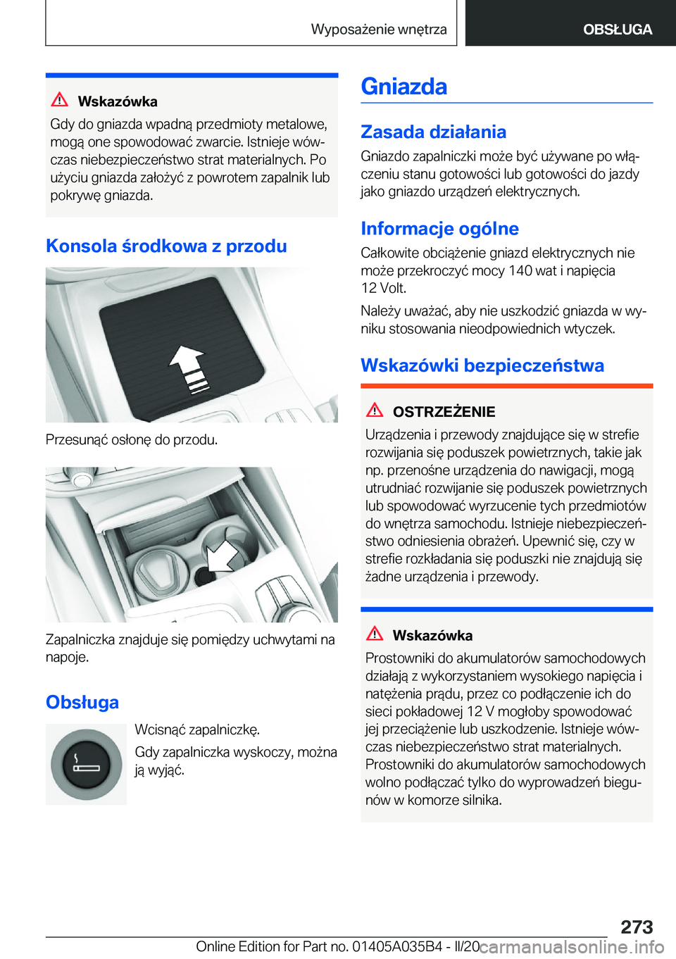 BMW X4 2020  Instrukcja obsługi (in Polish) �W�s�k�a�z�