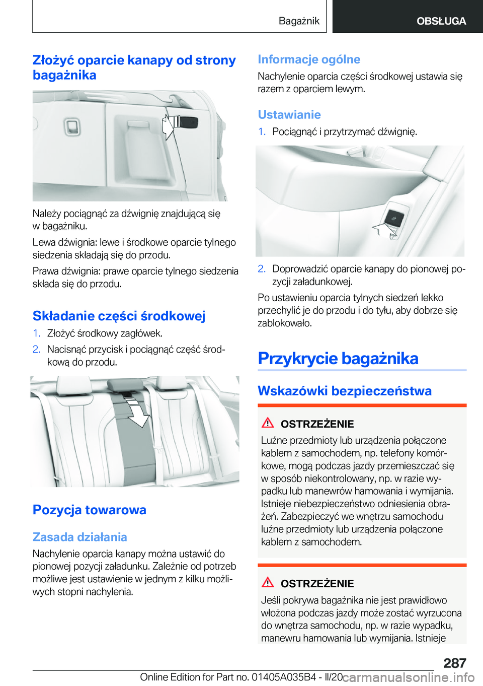 BMW X4 2020  Instrukcja obsługi (in Polish) �Z�ł�o9�y�ć��o�p�a�r�c�i�e��k�a�n�a�p�y��o�d��s�t�r�o�n�y
�b�a�g�a9�n�i�k�a
�N�a�l�e9�y��p�o�c�i�