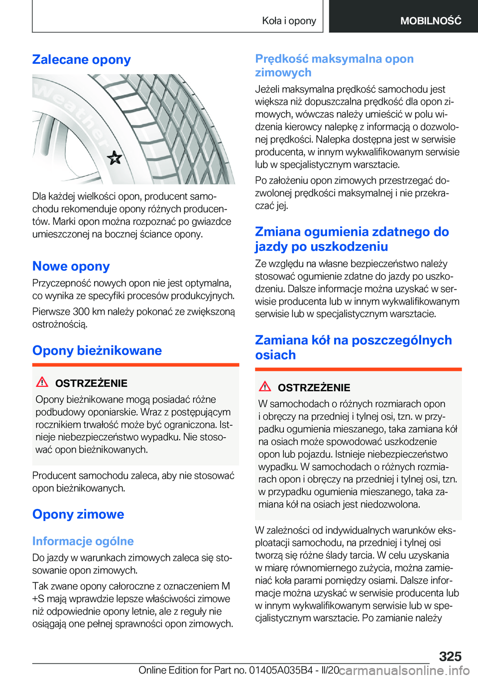 BMW X4 2020  Instrukcja obsługi (in Polish) �Z�a�l�e�c�a�n�e��o�p�o�n�y
�D�l�a��k�a9�d�e�j��w�i�e�l�k�o�c�i��o�p�o�n�,��p�r�o�d�u�c�e�n�t��s�a�m�oj
�c�h�o�d�u��r�e�k�o�m�e�n�d�u�j�e��o�p�o�n�y��r�