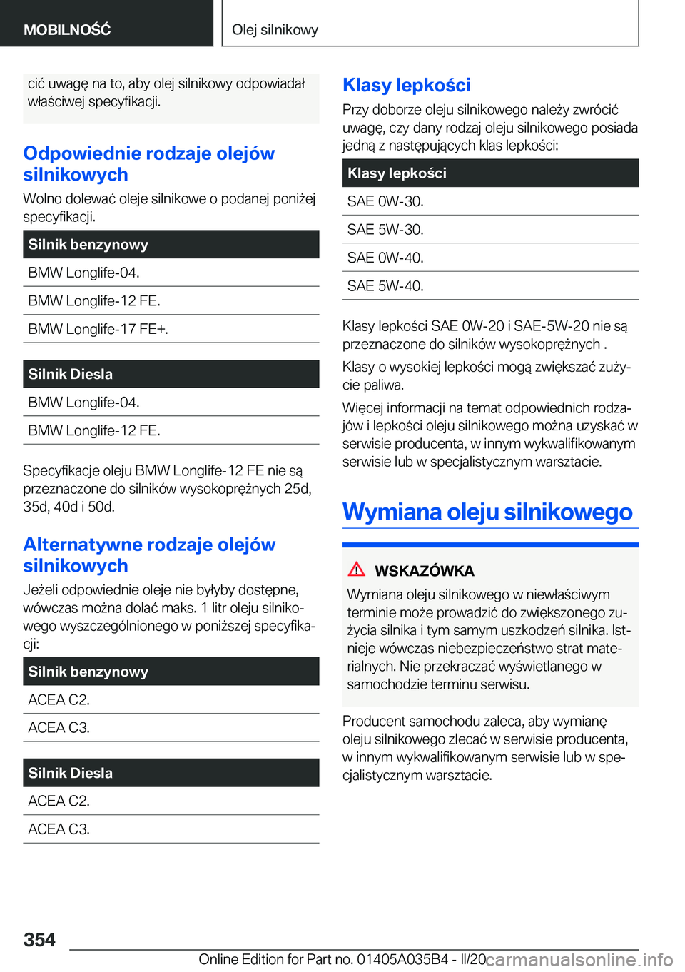 BMW X4 2020  Instrukcja obsługi (in Polish) �c�i�