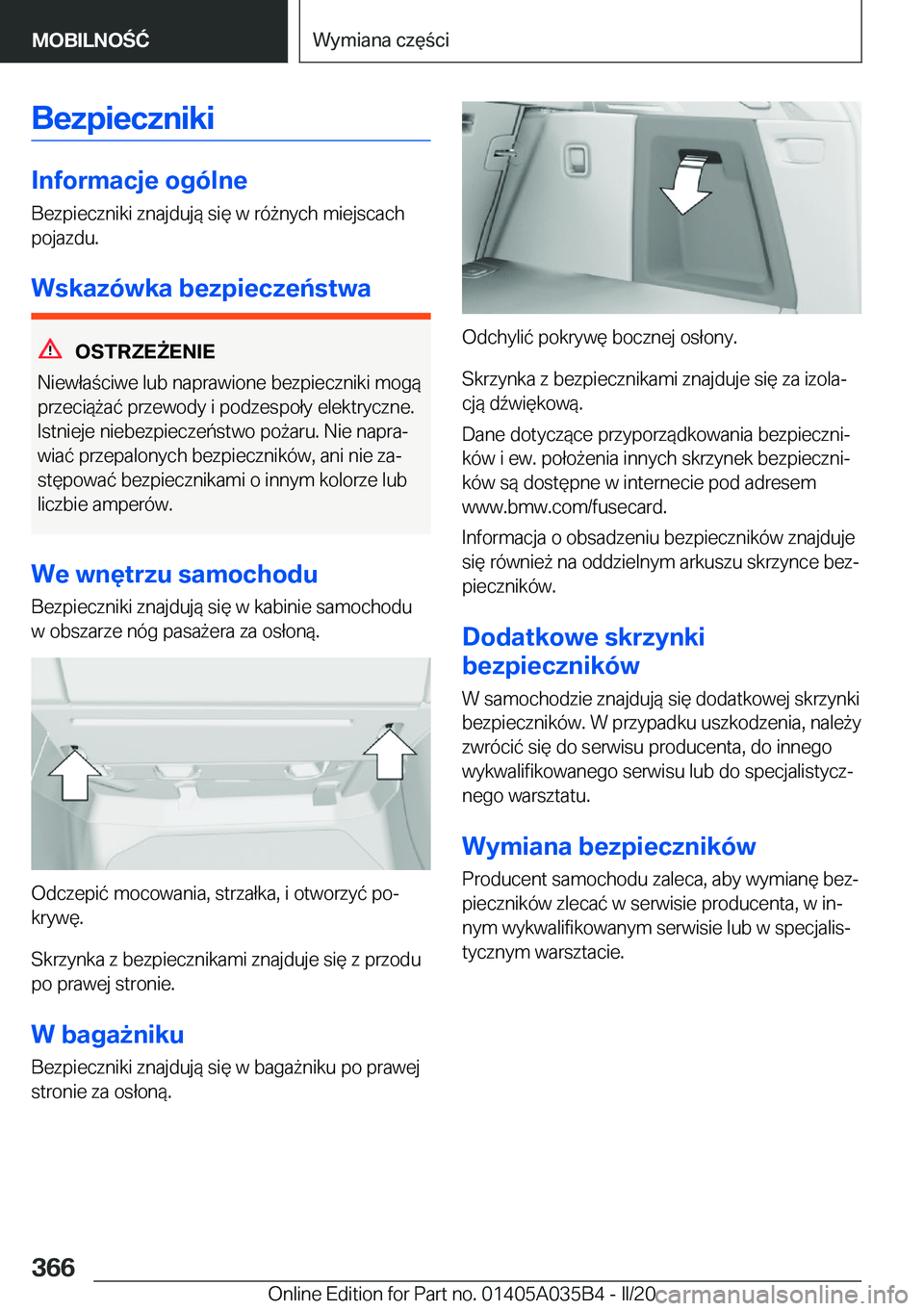 BMW X4 2020  Instrukcja obsługi (in Polish) �B�e�z�p�i�e�c�z�n�i�k�i
�I�n�f�o�r�m�a�c�j�e��o�g�
