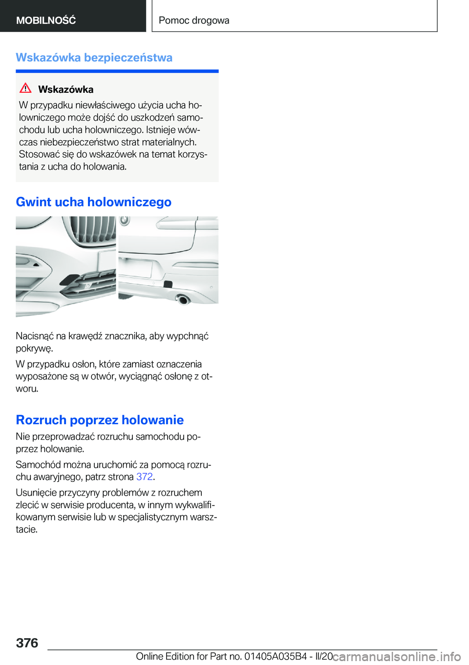 BMW X4 2020  Instrukcja obsługi (in Polish) �W�s�k�a�z�