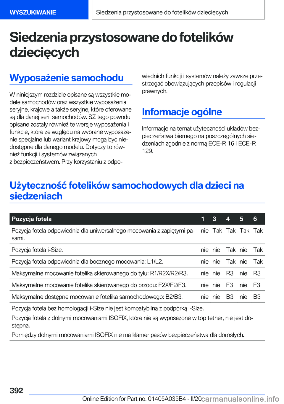 BMW X4 2020  Instrukcja obsługi (in Polish) �S�i�e�d�z�e�n�i�a��p�r�z�y�s�t�o�s�o�w�a�n�e��d�o��f�o�t�e�l�i�k�