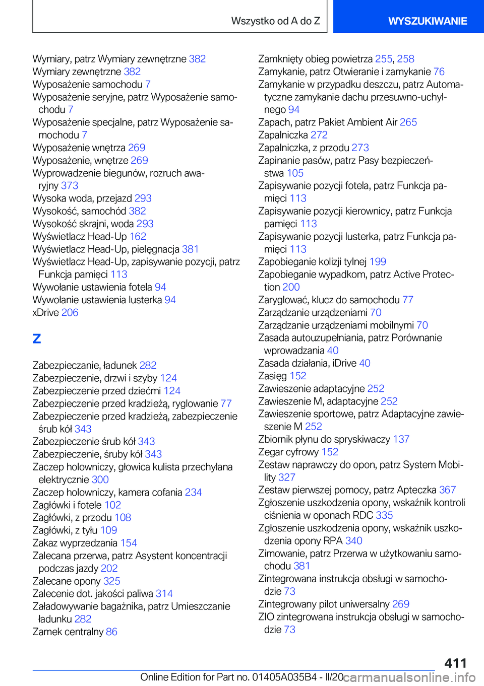 BMW X4 2020  Instrukcja obsługi (in Polish) �W�y�m�i�a�r�y�,��p�a�t�r�z��W�y�m�i�a�r�y��z�e�w�n�