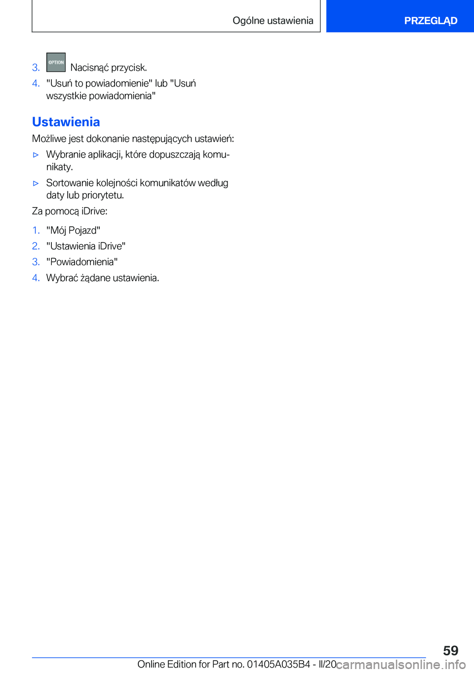 BMW X4 2020  Instrukcja obsługi (in Polish) �3�.���N�a�c�i�s�n�