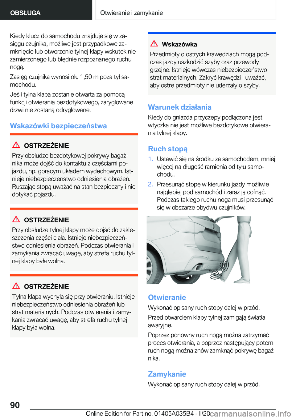 BMW X4 2020  Instrukcja obsługi (in Polish) �K�i�e�d�y��k�l�u�c�z��d�o��s�a�m�o�c�h�o�d�u��z�n�a�j�d�u�j�e��s�i�