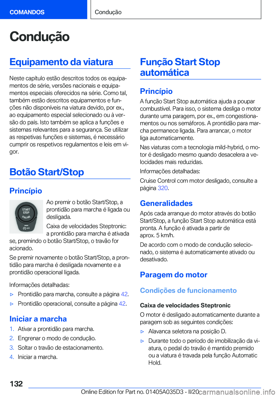 BMW X4 2020  Manual do condutor (in Portuguese) �C�o�n�d�u�