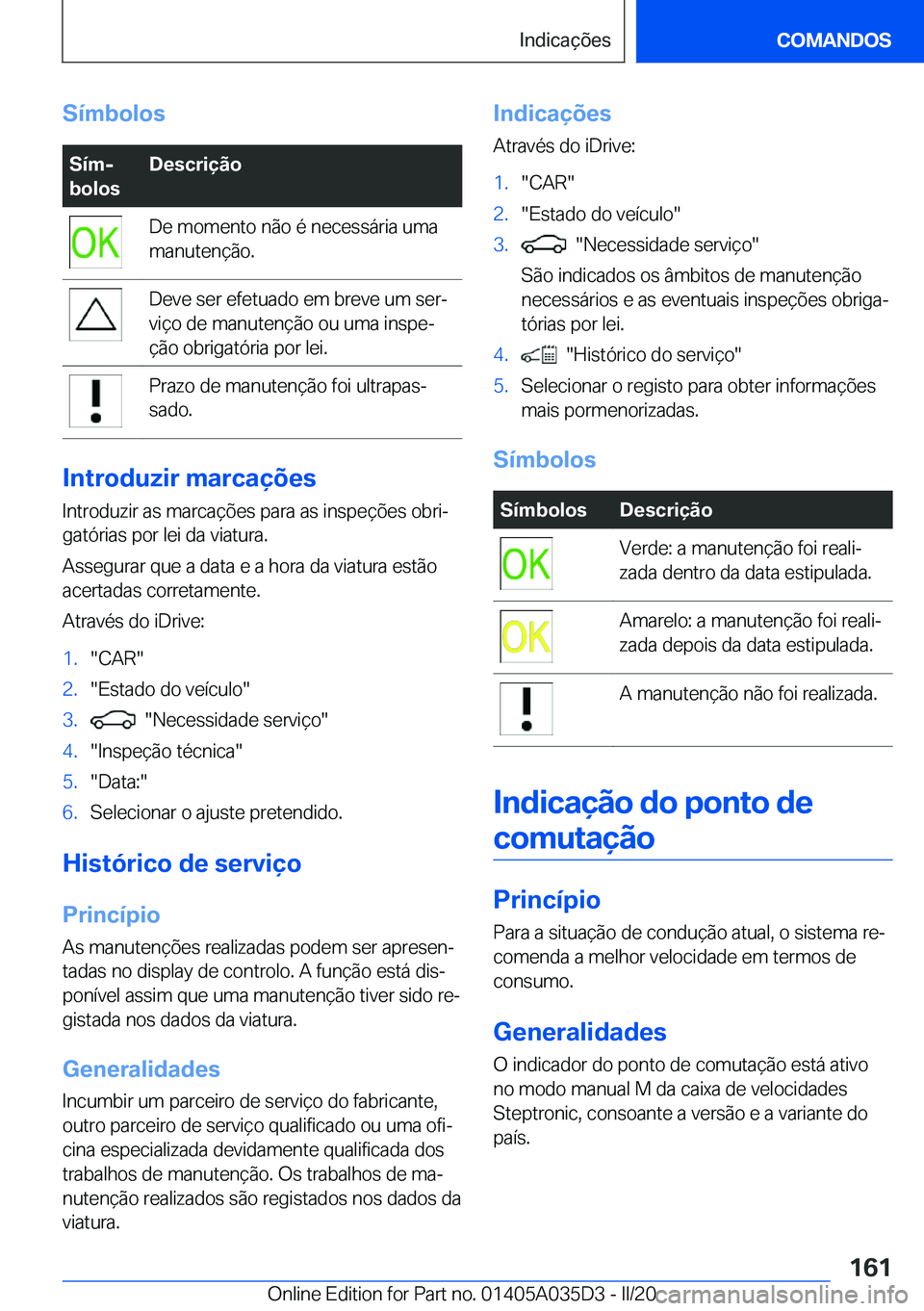 BMW X4 2020  Manual do condutor (in Portuguese) �S�