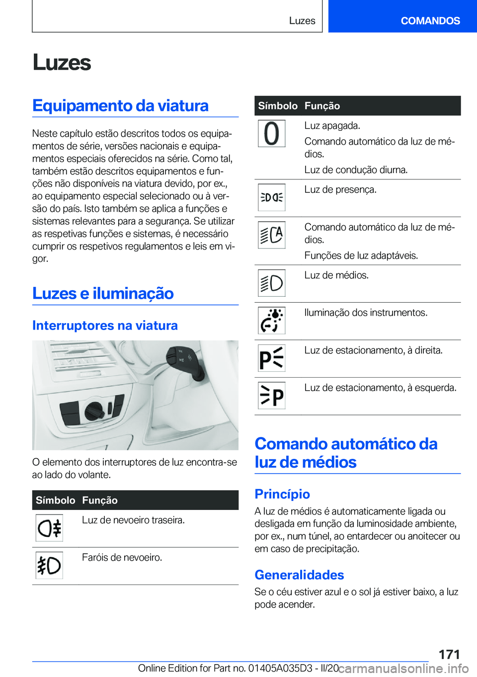 BMW X4 2020  Manual do condutor (in Portuguese) �L�u�z�e�s�E�q�u�i�p�a�m�e�n�t�o��d�a��v�i�a�t�u�r�a
�N�e�s�t�e��c�a�p�