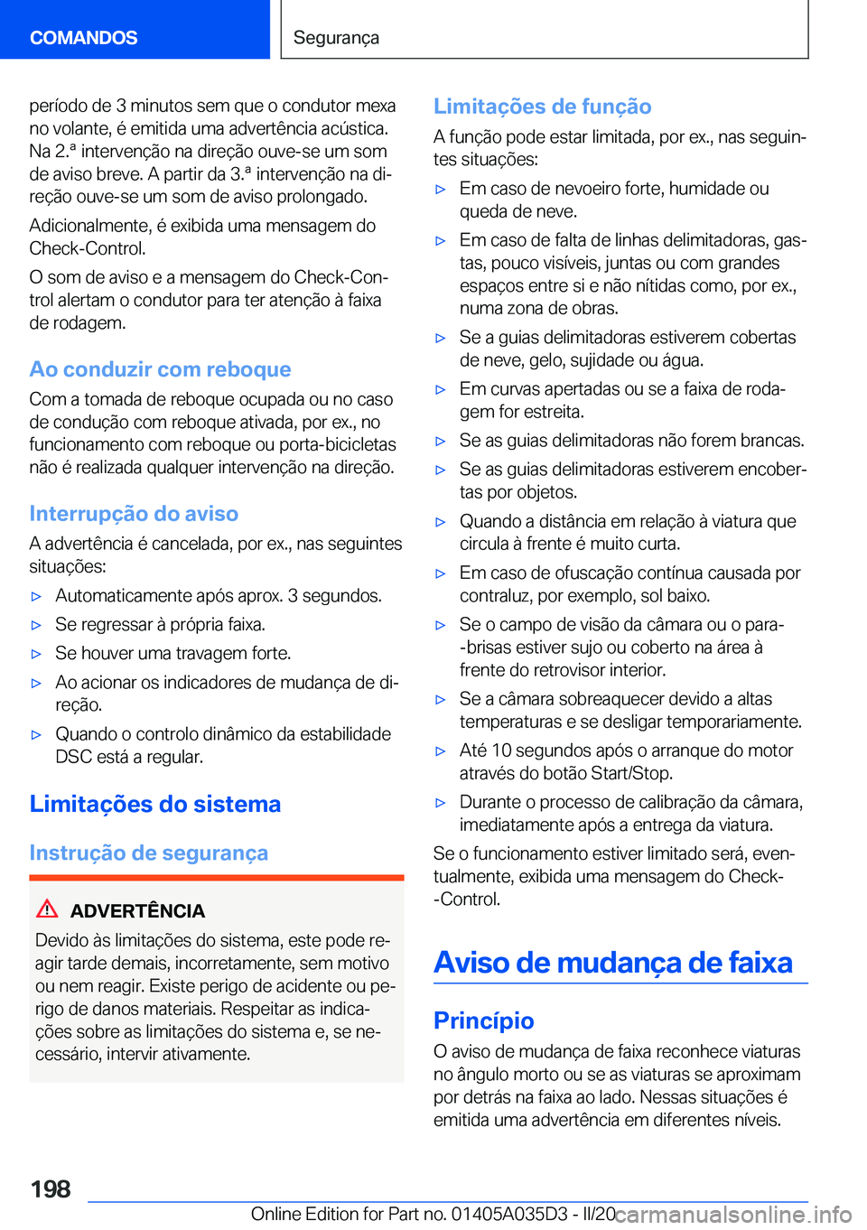 BMW X4 2020  Manual do condutor (in Portuguese) �p�e�r�