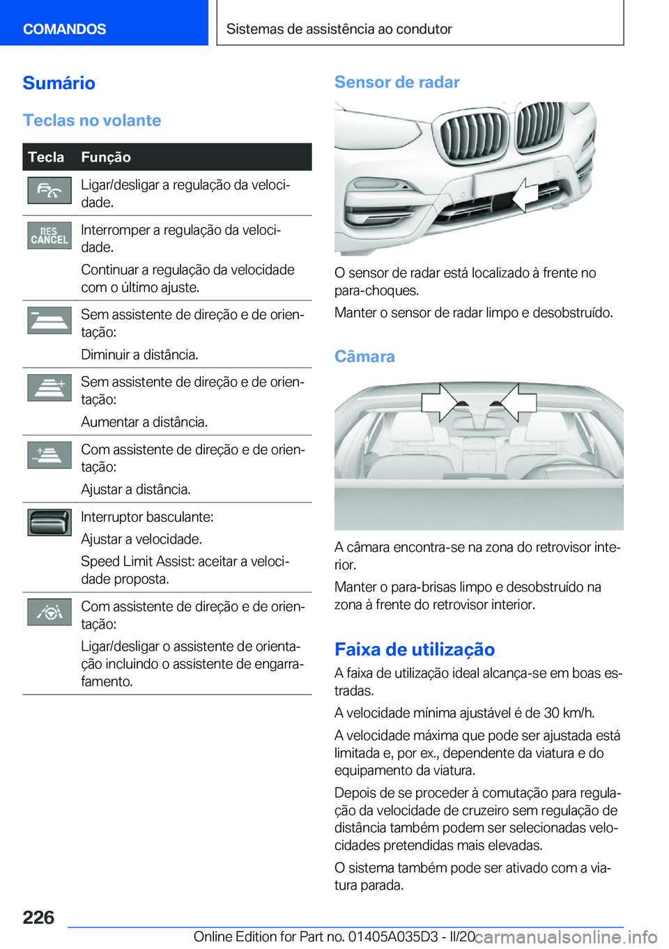 BMW X4 2020  Manual do condutor (in Portuguese) �S�u�m�á�r�i�o�T�e�c�l�a�s��n�o��v�o�l�a�n�t�e�T�e�c�l�a�F�u�n�