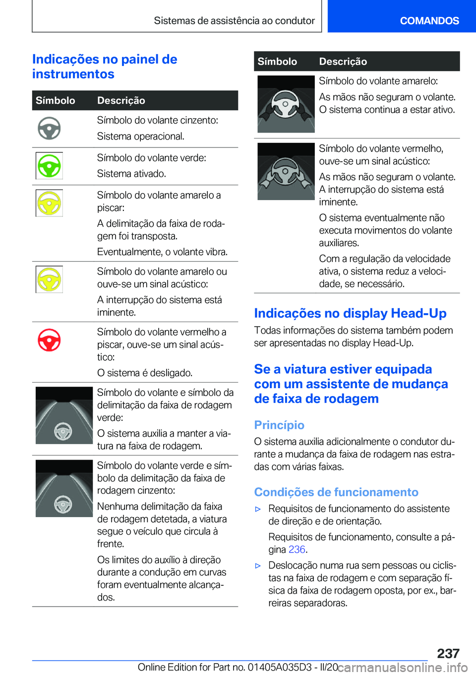 BMW X4 2020  Manual do condutor (in Portuguese) �I�n�d�i�c�a�
