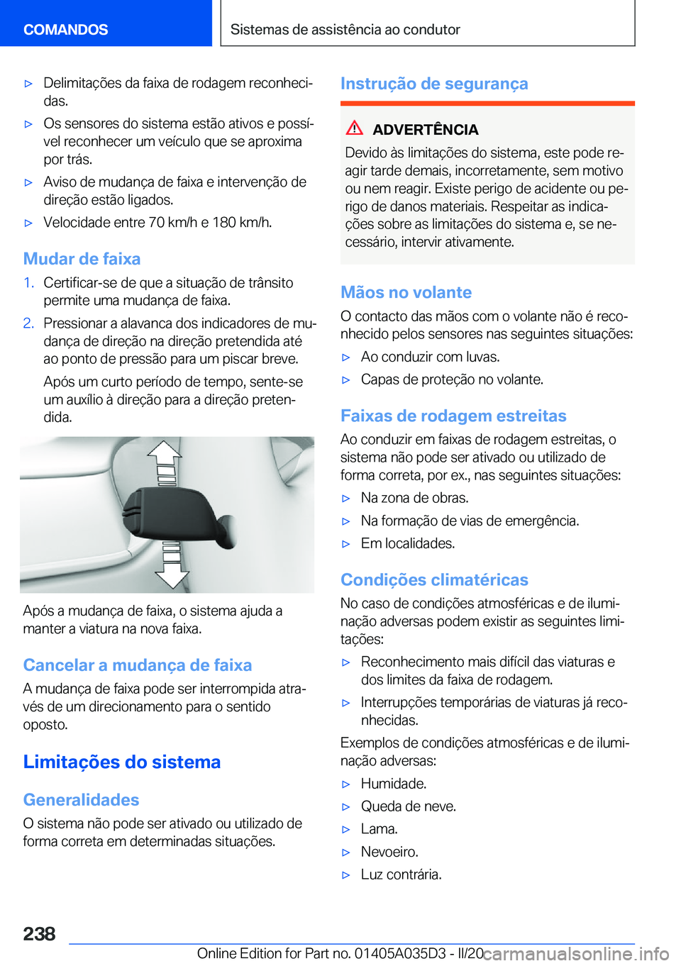 BMW X4 2020  Manual do condutor (in Portuguese) x�D�e�l�i�m�i�t�a�