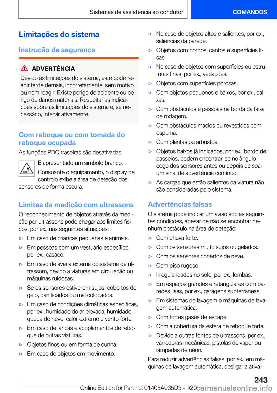 BMW X4 2020  Manual do condutor (in Portuguese) �L�i�m�i�t�a�