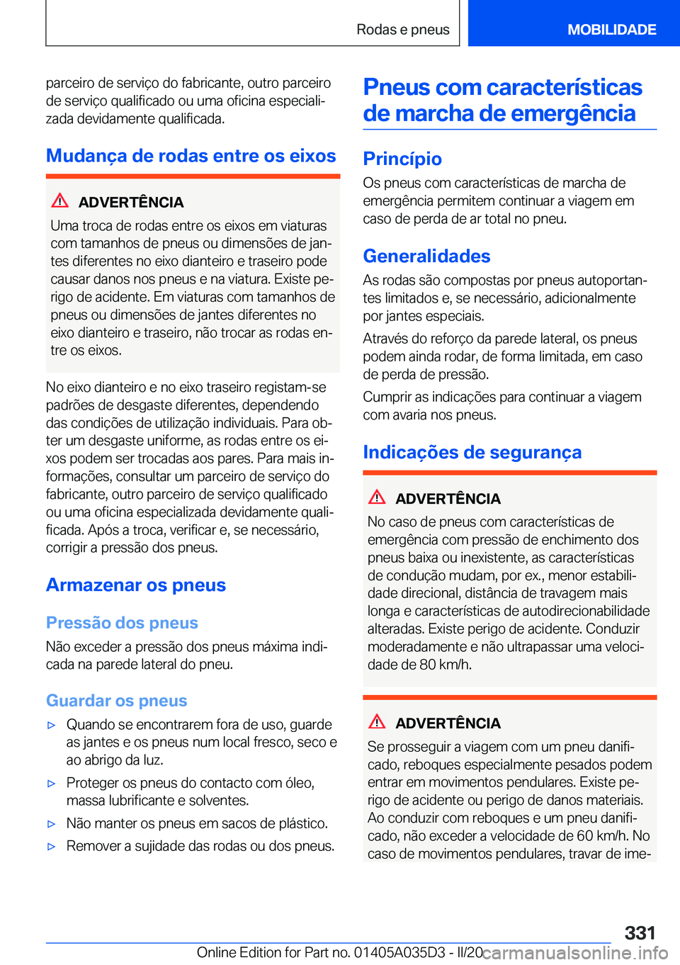 BMW X4 2020  Manual do condutor (in Portuguese) �p�a�r�c�e�i�r�o��d�e��s�e�r�v�i�