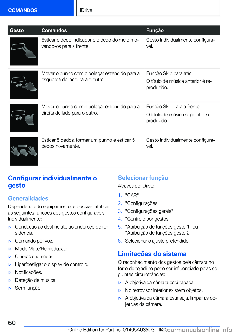 BMW X4 2020  Manual do condutor (in Portuguese) �G�e�s�t�o�C�o�m�a�n�d�o�s�F�u�n�