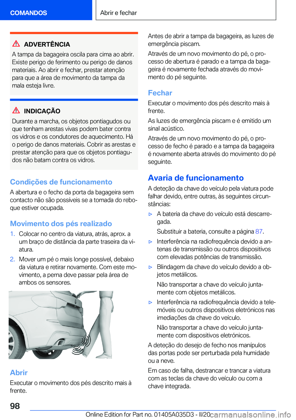 BMW X4 2020  Manual do condutor (in Portuguese) �A�D�V�E�R�T�