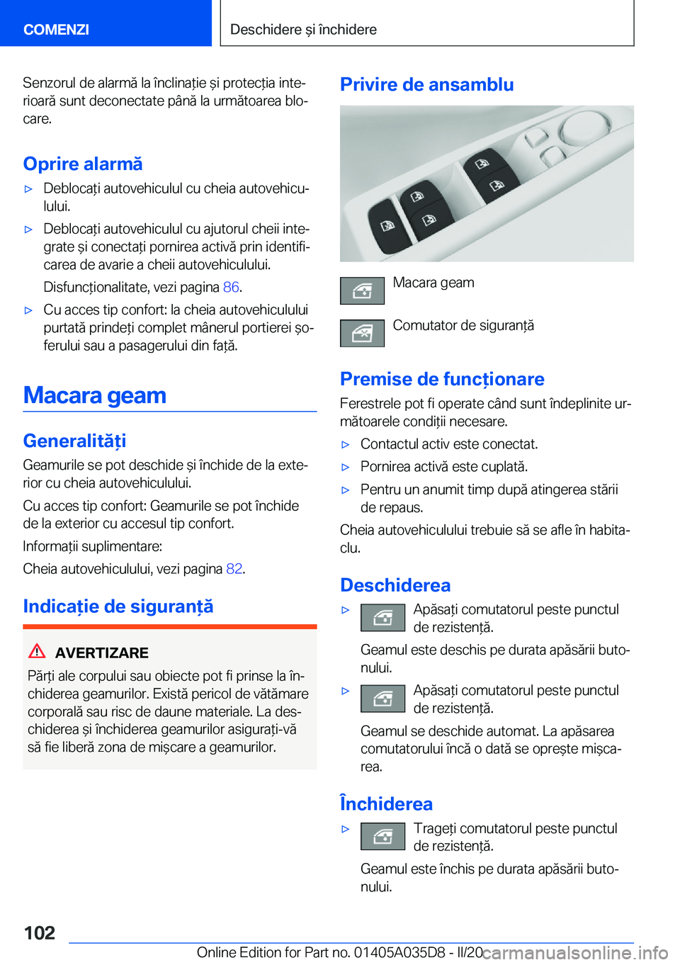 BMW X4 2020  Ghiduri De Utilizare (in Romanian) �S�e�n�z�o�r�u�l��d�e��a�l�a�r�m�ă��l�a��