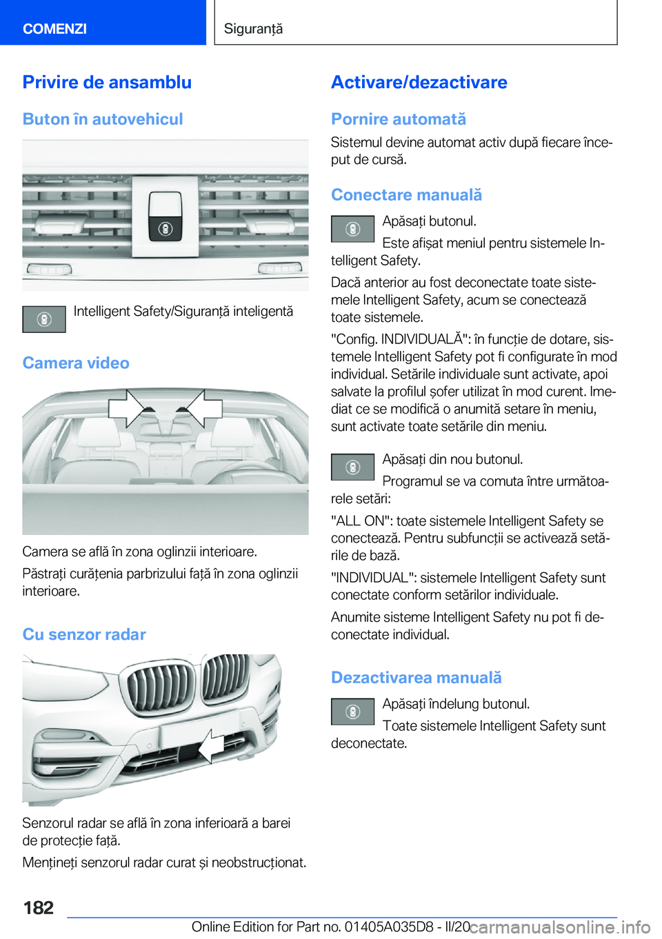 BMW X4 2020  Ghiduri De Utilizare (in Romanian) �P�r�i�v�i�r�e��d�e��a�n�s�a�m�b�l�u
�B�u�t�o�n��