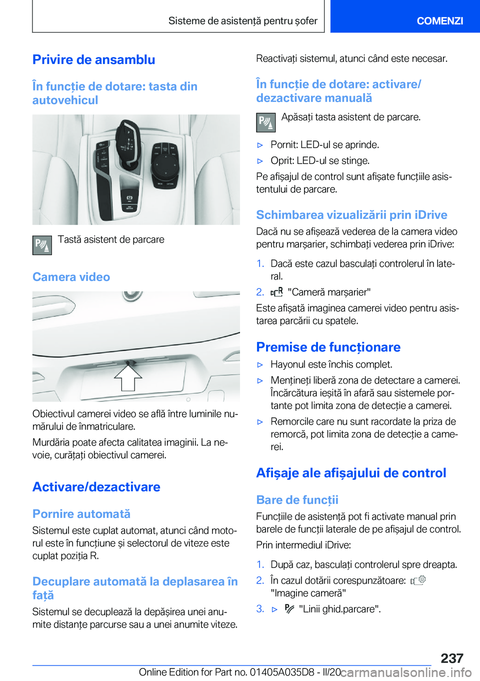BMW X4 2020  Ghiduri De Utilizare (in Romanian) �P�r�i�v�i�r�e��d�e��a�n�s�a�m�b�l�u
�