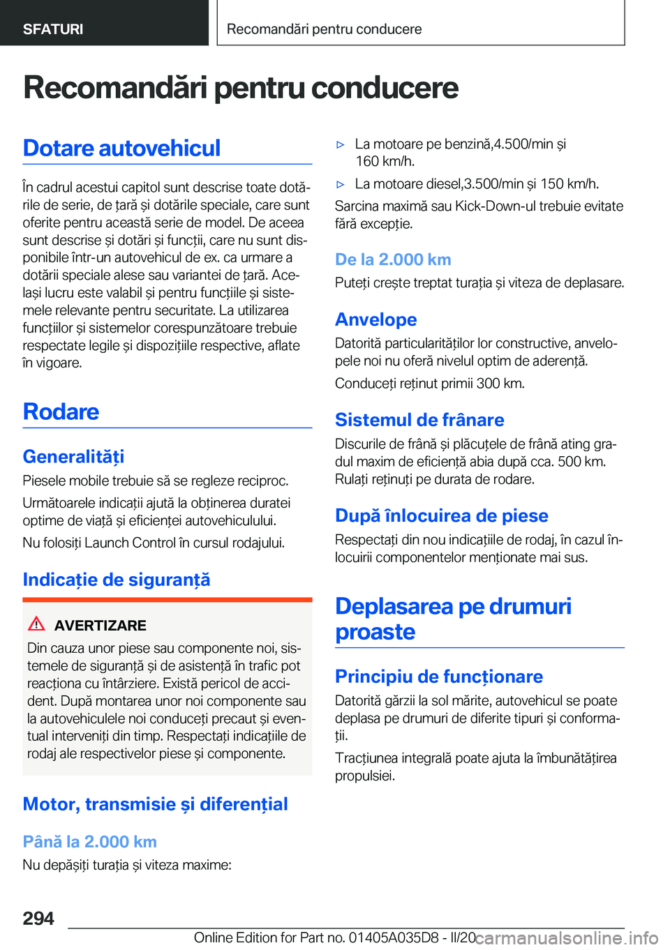 BMW X4 2020  Ghiduri De Utilizare (in Romanian) �R�e�c�o�m�a�n�d�