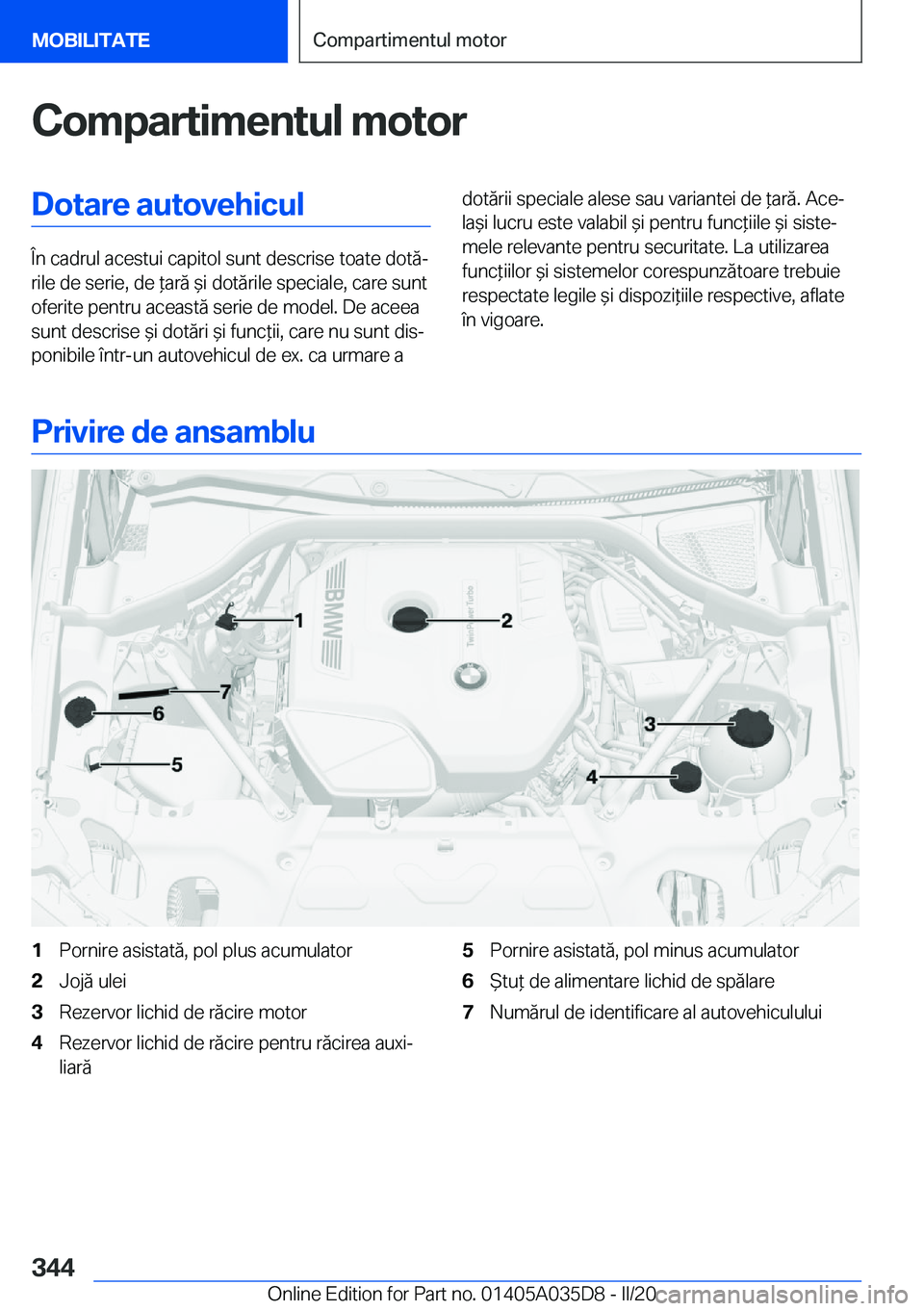 BMW X4 2020  Ghiduri De Utilizare (in Romanian) �C�o�m�p�a�r�t�i�m�e�n�t�u�l��m�o�t�o�r�D�o�t�a�r�e��a�u�t�o�v�e�h�i�c�u�l
�