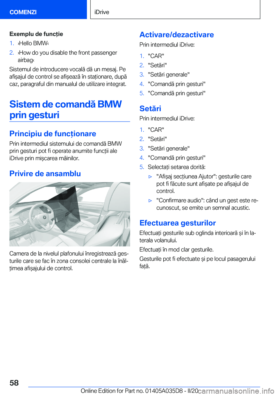 BMW X4 2020  Ghiduri De Utilizare (in Romanian) �E�x�e�m�p�l�u��d�e��f�u�n�c�i�e�1�.
