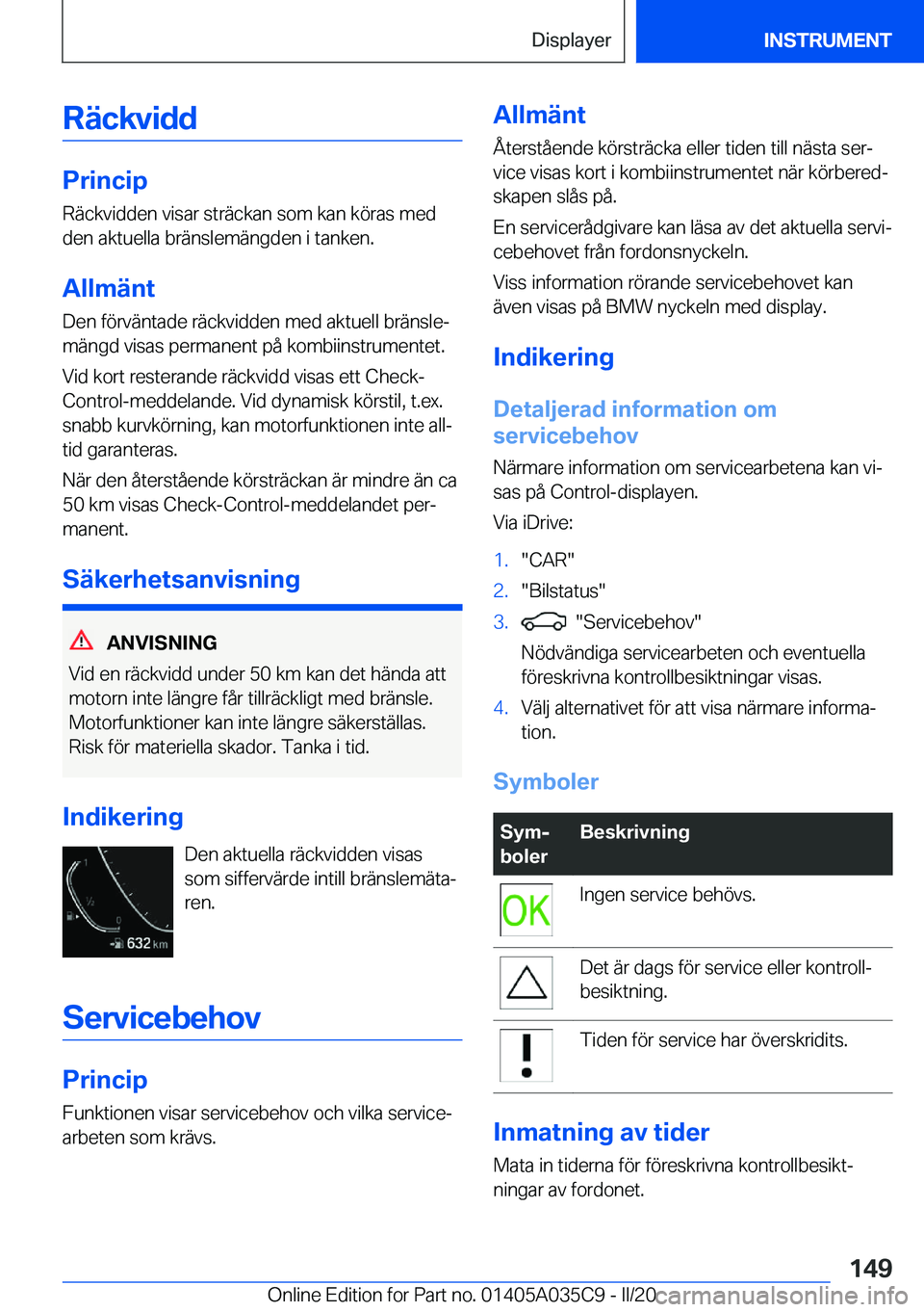 BMW X4 2020  InstruktionsbÖcker (in Swedish) �R�ä�c�k�v�i�d�d
�P�r�i�n�c�i�p�R�ä�c�k�v�i�d�d�e�n��v�i�s�a�r��s�t�r�ä�c�k�a�n��s�o�m��k�a�n��k�