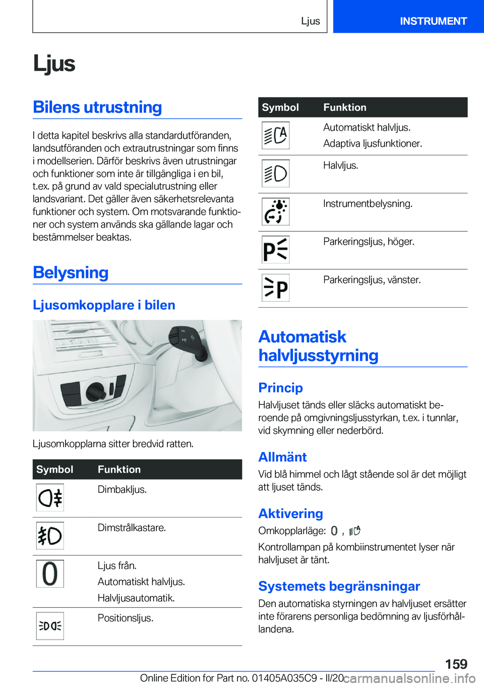 BMW X4 2020  InstruktionsbÖcker (in Swedish) �L�j�u�s�B�i�l�e�n�s��u�t�r�u�s�t�n�i�n�g
�I��d�e�t�t�a��k�a�p�i�t�e�l��b�e�s�k�r�i�v�s��a�l�l�a��s�t�a�n�d�a�r�d�u�t�f�