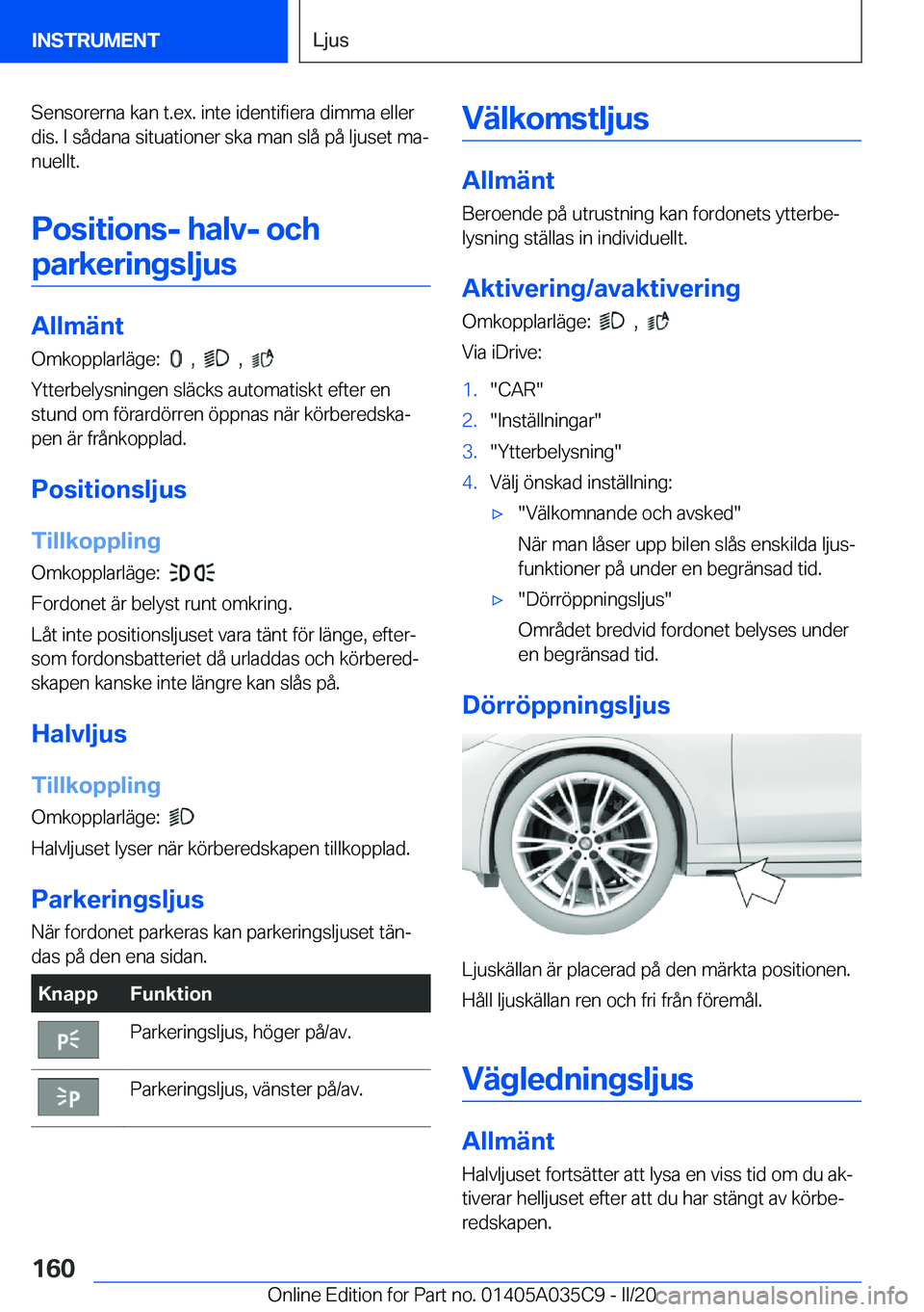 BMW X4 2020  InstruktionsbÖcker (in Swedish) �S�e�n�s�o�r�e�r�n�a��k�a�n��t�.�e�x�.��i�n�t�e��i�d�e�n�t�i�f�i�e�r�a��d�i�m�m�a��e�l�l�e�r�d�i�s�.��I��s�å�d�a�n�a��s�i�t�u�a�t�i�o�n�e�r��s�k�a��m�a�n��s�l�å��p�å��l�j�u�s�e�t��m�