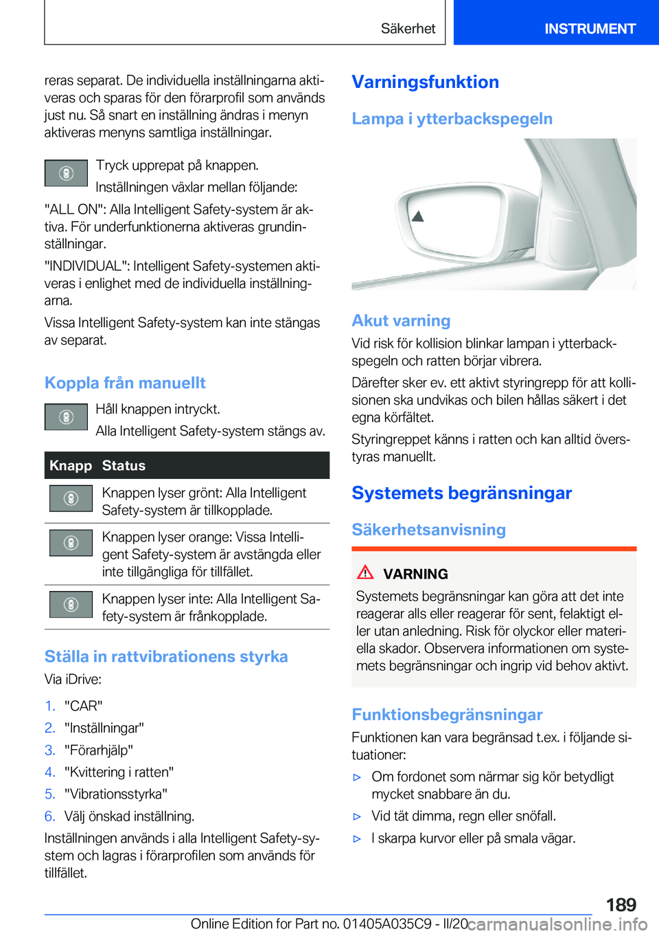 BMW X4 2020  InstruktionsbÖcker (in Swedish) �r�e�r�a�s��s�e�p�a�r�a�t�.��D�e��i�n�d�i�v�i�d�u�e�l�l�a��i�n�s�t�ä�l�l�n�i�n�g�a�r�n�a��a�k�t�ij�v�e�r�a�s��o�c�h��s�p�a�r�a�s��f�