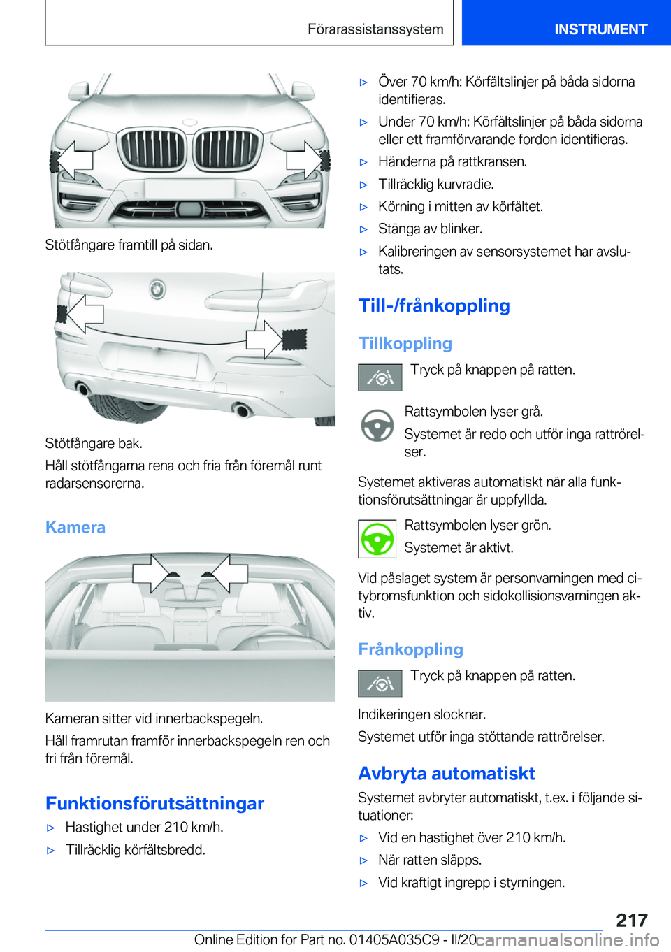 BMW X4 2020  InstruktionsbÖcker (in Swedish) �S�t�