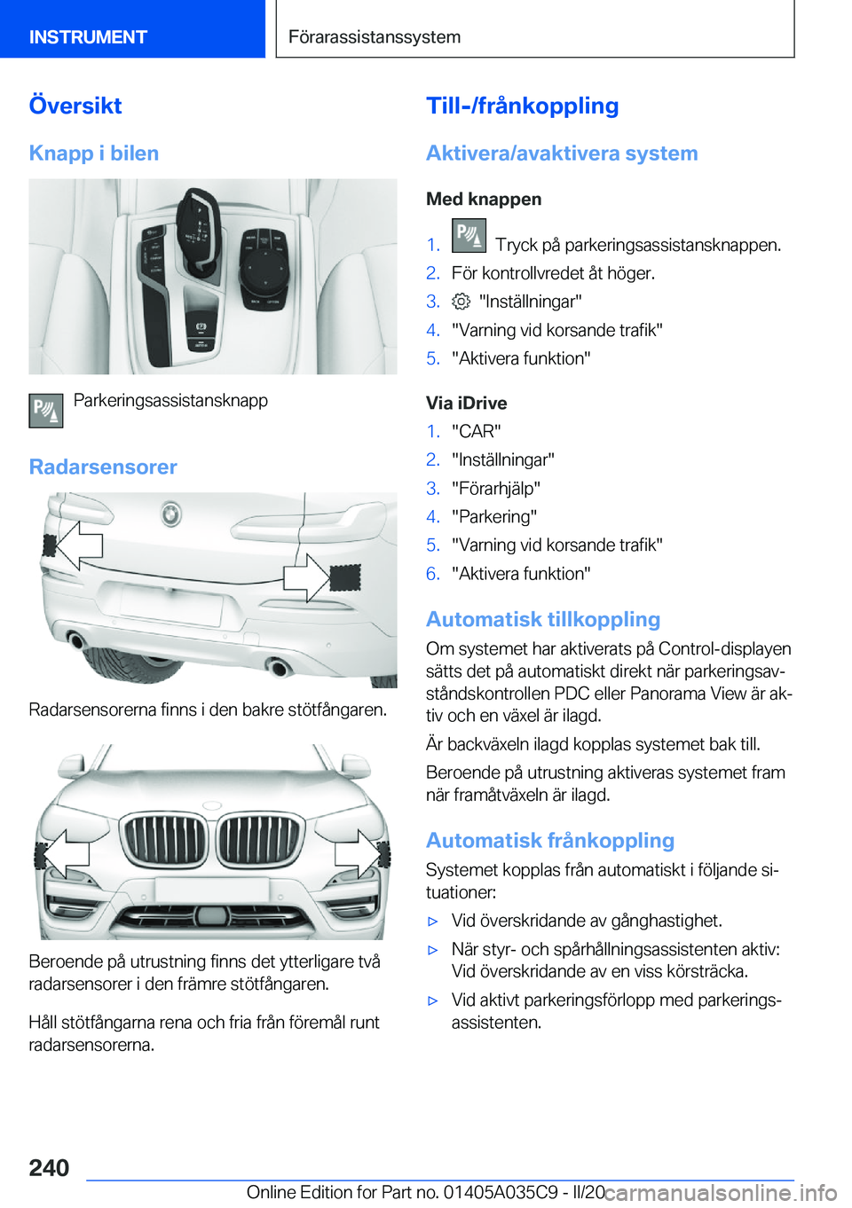 BMW X4 2020  InstruktionsbÖcker (in Swedish) �