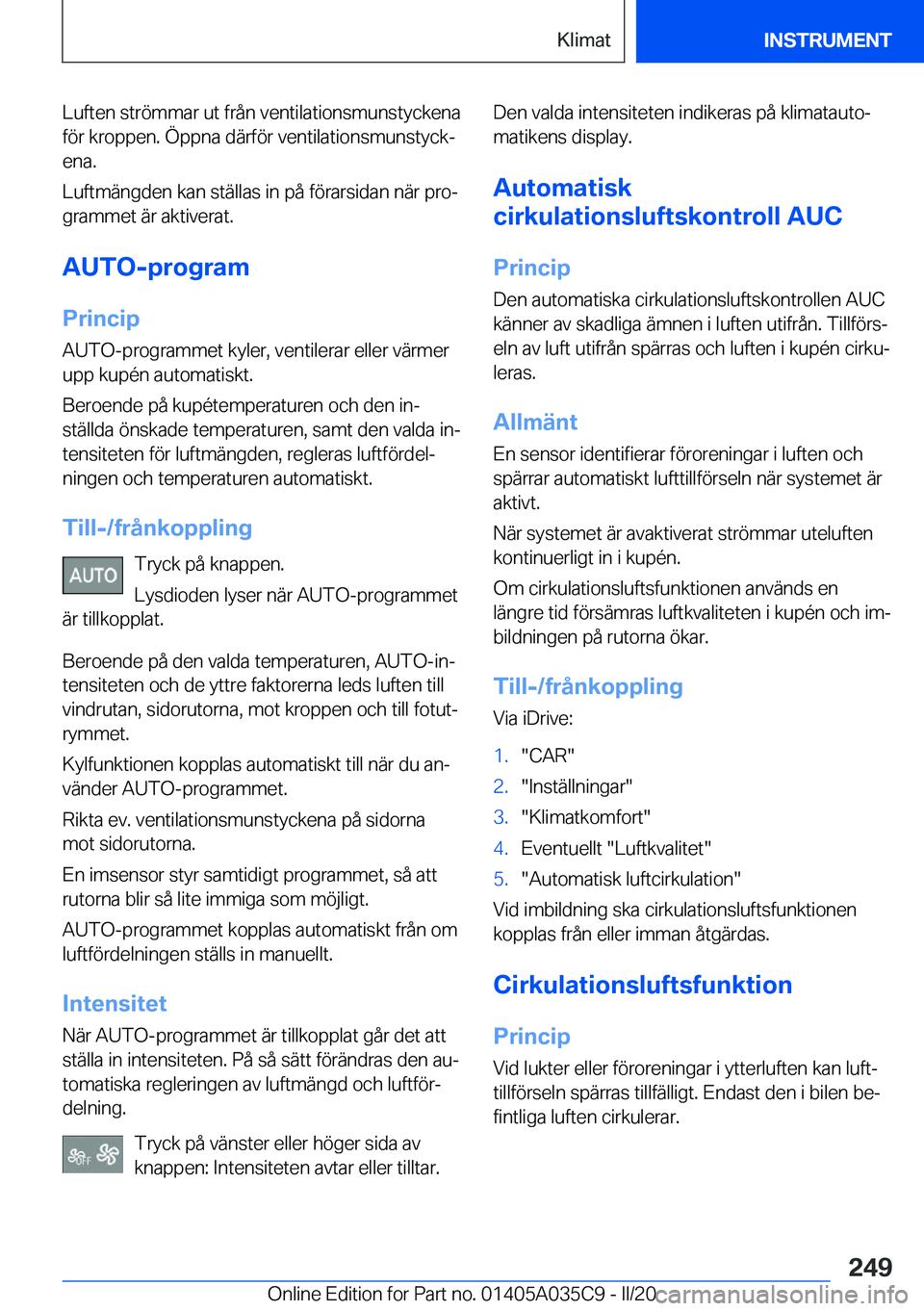 BMW X4 2020  InstruktionsbÖcker (in Swedish) �L�u�f�t�e�n��s�t�r�