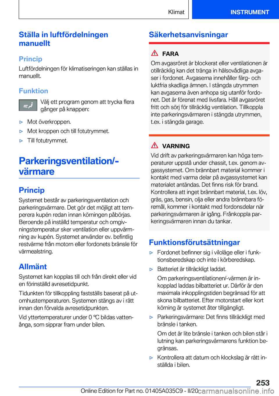 BMW X4 2020  InstruktionsbÖcker (in Swedish) �S�t�ä�l�l�a��i�n��l�u�f�t�f�