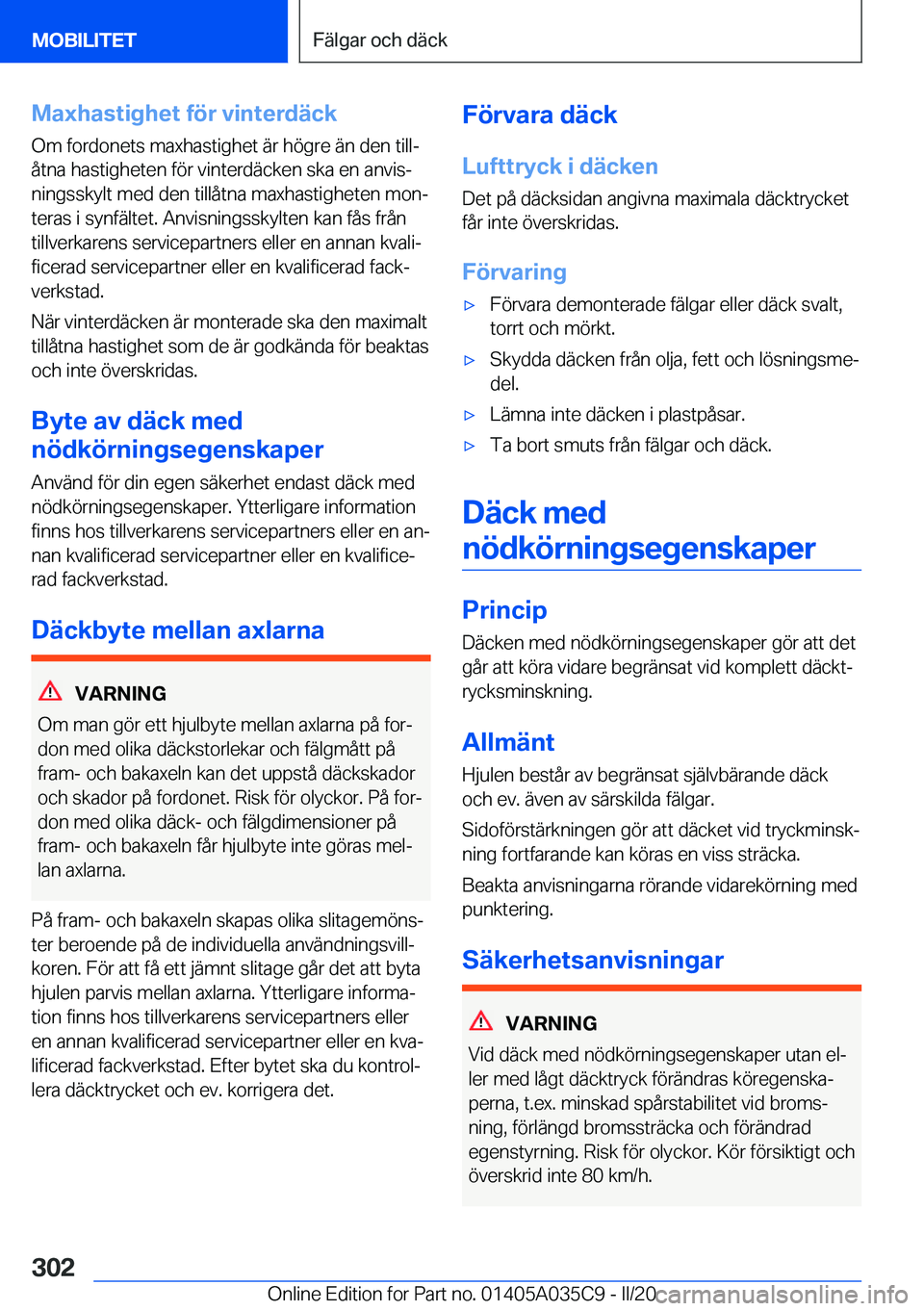 BMW X4 2020  InstruktionsbÖcker (in Swedish) �M�a�x�h�a�s�t�i�g�h�e�t��f�