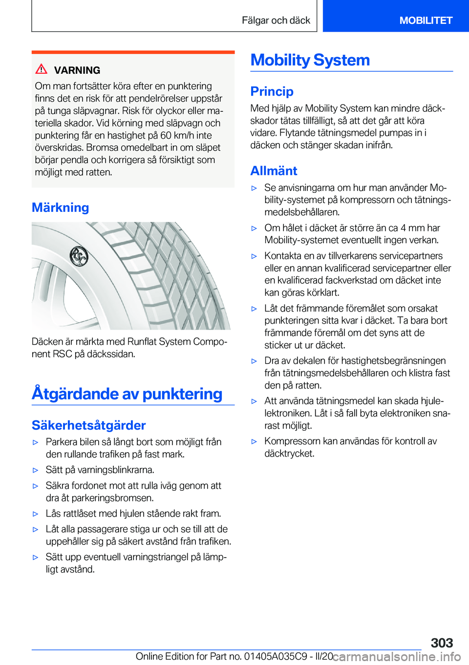 BMW X4 2020  InstruktionsbÖcker (in Swedish) �V�A�R�N�I�N�G
�O�m��m�a�n��f�o�r�t�s�ä�t�t�e�r��k�