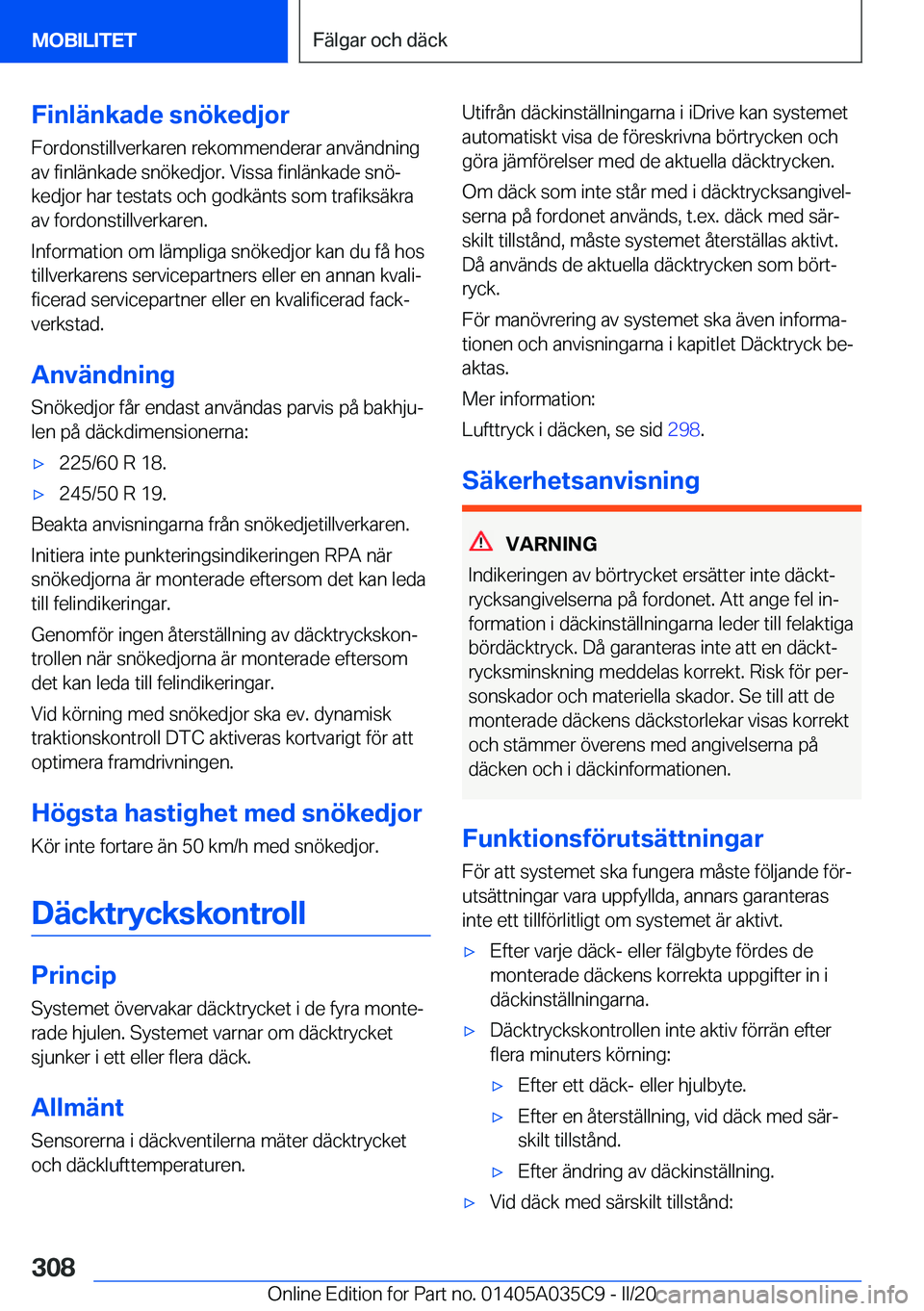 BMW X4 2020  InstruktionsbÖcker (in Swedish) �F�i�n�l�ä�n�k�a�d�e��s�n�