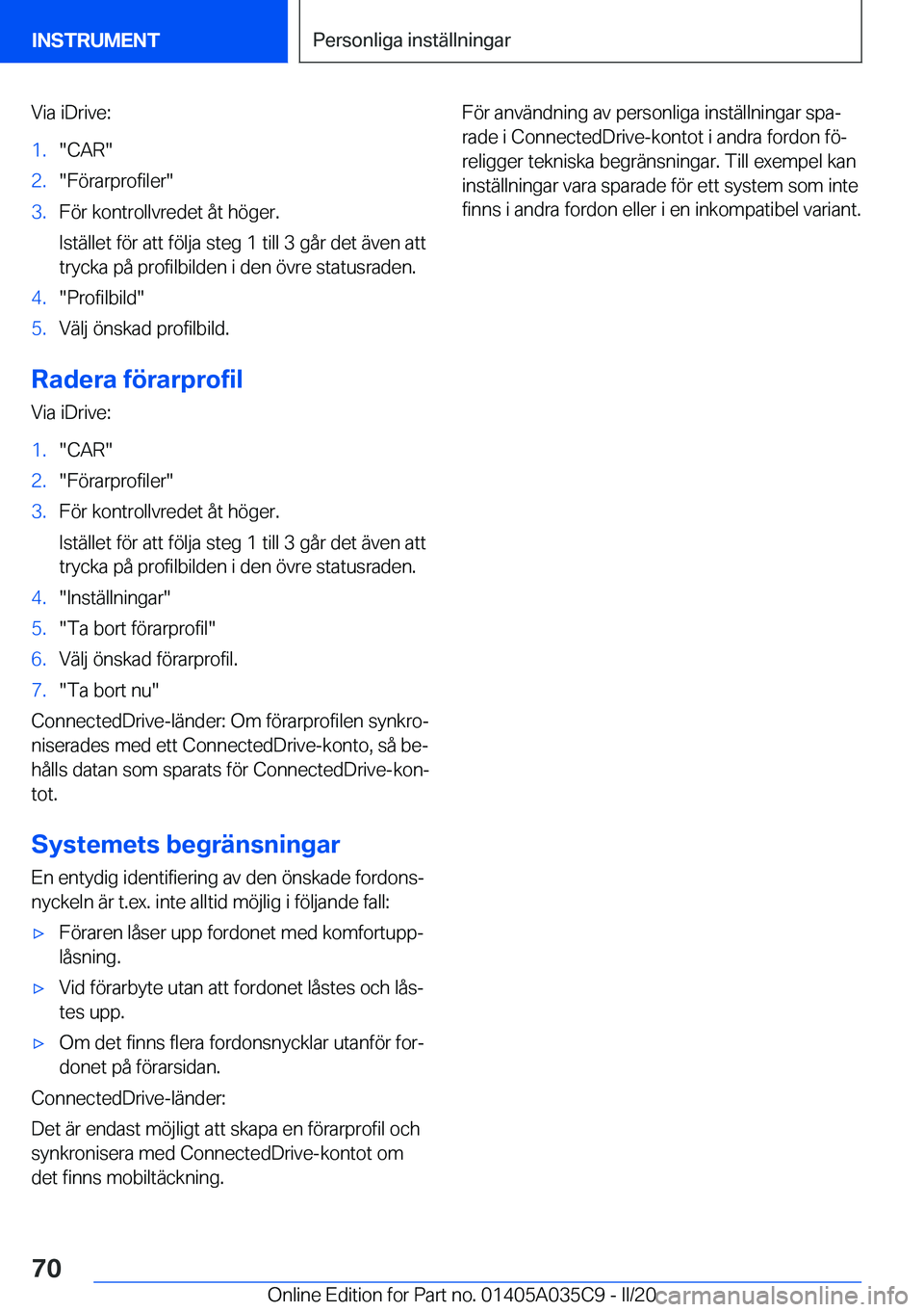 BMW X4 2020  InstruktionsbÖcker (in Swedish) �V�i�a��i�D�r�i�v�e�:�1�.��C�A�R��2�.��F�
