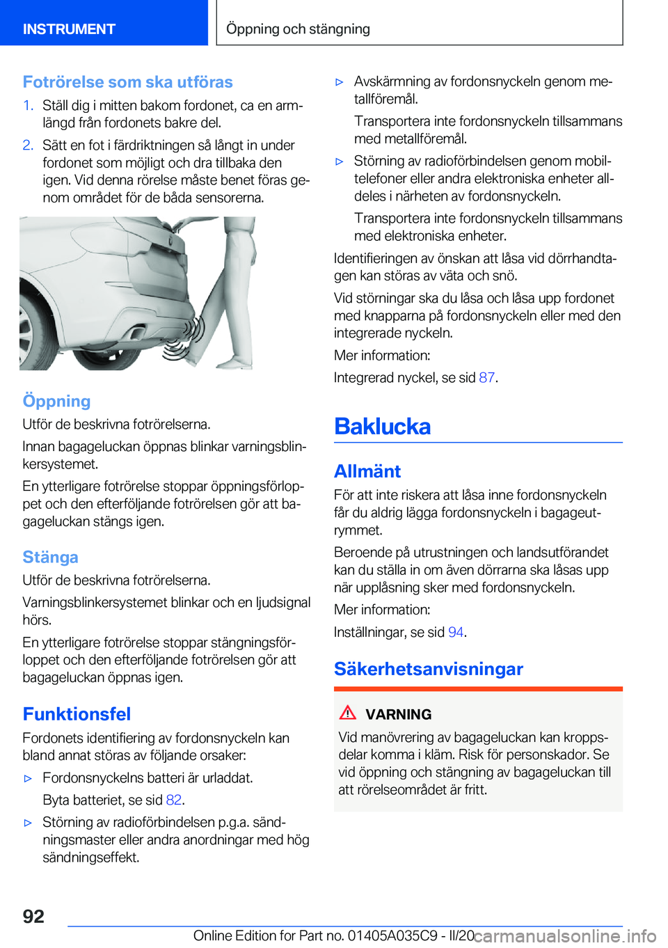 BMW X4 2020  InstruktionsbÖcker (in Swedish) �F�o�t�r�